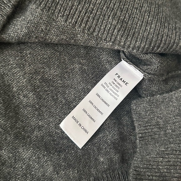 FRAME 100% Cashmere Split-Hem Sweater - Dark Gris Heather M - Picture 8 of 8